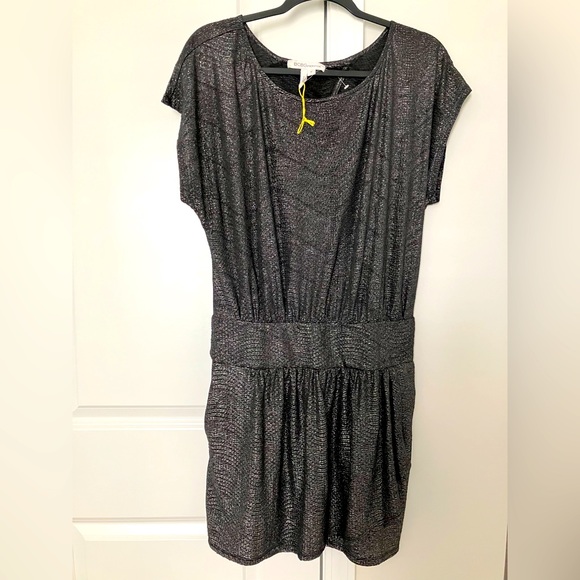 BCBGeneration Shimmery Gunmetal Black Cocktail/Prom/Wedding/Holiday Mini Dress - Picture 1 of 15